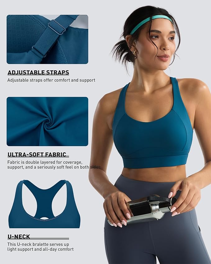 RUNNING GIRL High Impact Sports Bras for Women,Racerback Running Bra Workout Crop Tank Tops Longline Sports Bra Push up