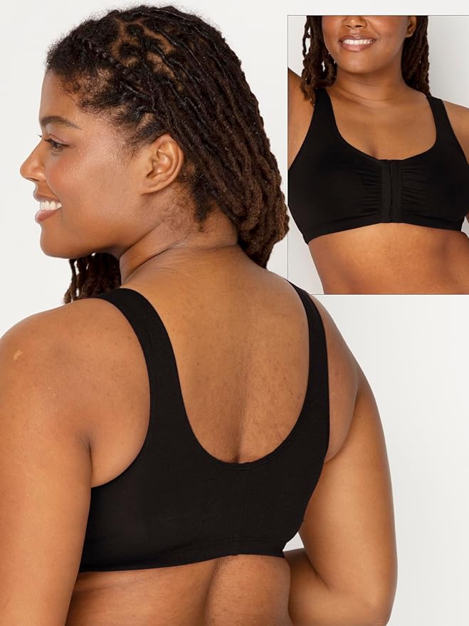 Fruit of the Loom Women's 96014PK Comfort Cotton Blend Front Close Sports Bra 2 Pack