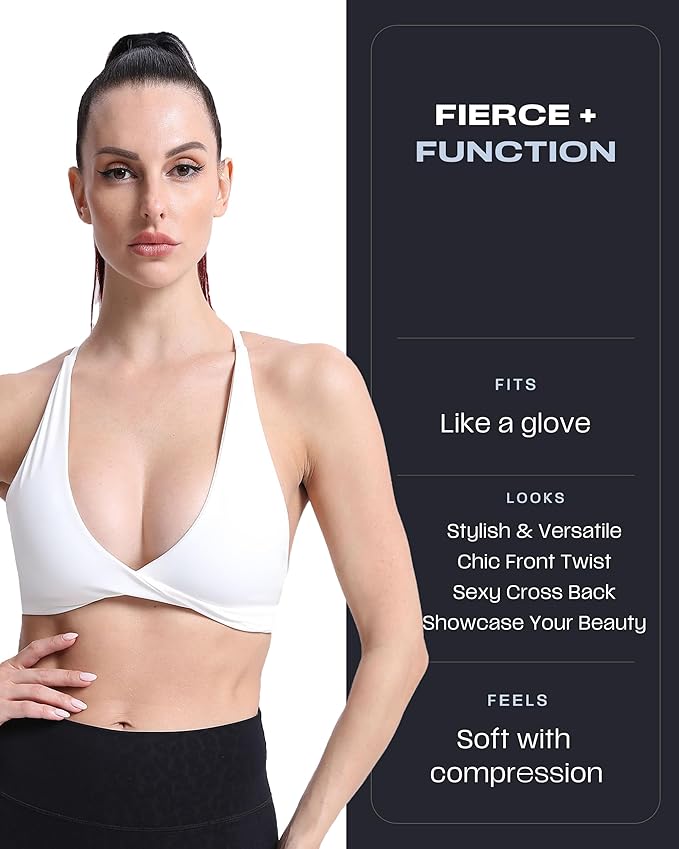 Aoxjox Women's Workout Sports Bras Fitness Metamorph Sienna Twist Bra Yoga Crop Tank