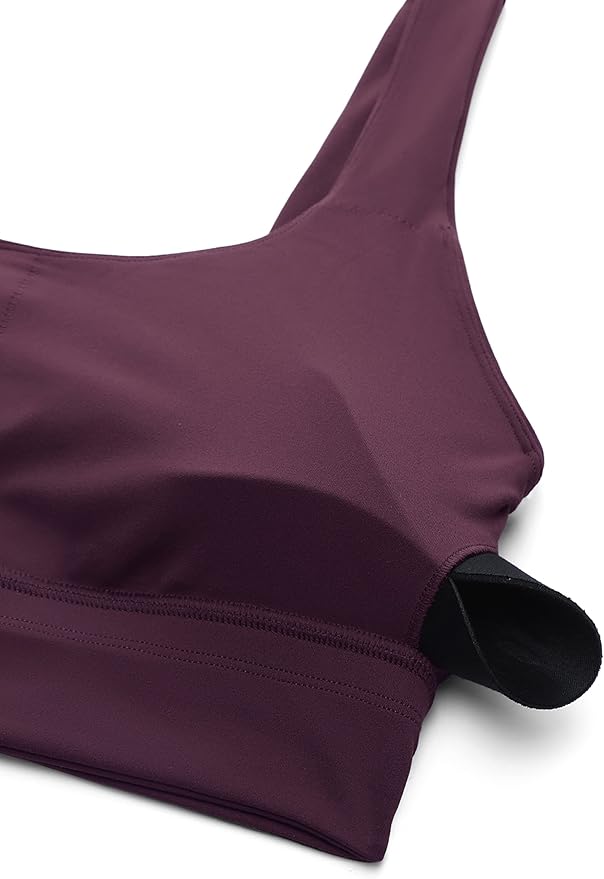 CRZ YOGA Butterluxe U Back Longline Sports Bras for Women - Scoop Neck Padded Yoga Workout Crop Top with Built in Pads
