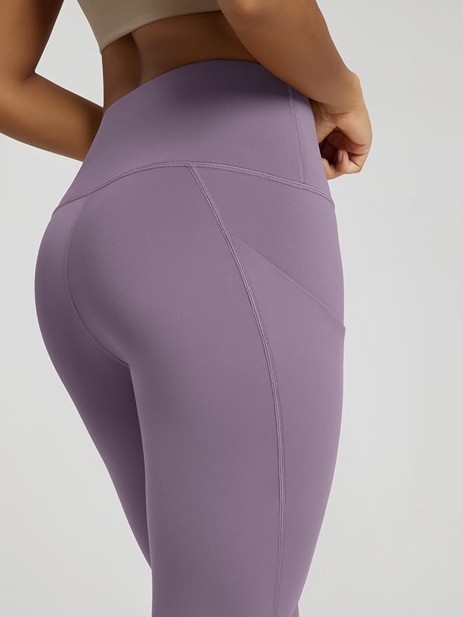 ODODOS Women's High Waisted Yoga Capris with Pockets, Tummy Control Non See Through Workout Athletic Running Capri Leggings
