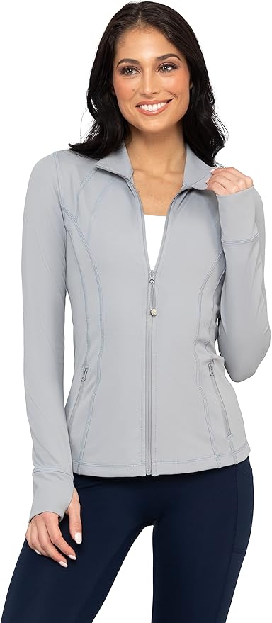90 Degree By Reflex Full Zip Running Track Jacket Lightweight Athletic Slim Fit Jacket with Thumbholes