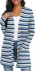 Womens Casual Lightweight with Pocketes Long Sleeve Open Front Cardigan