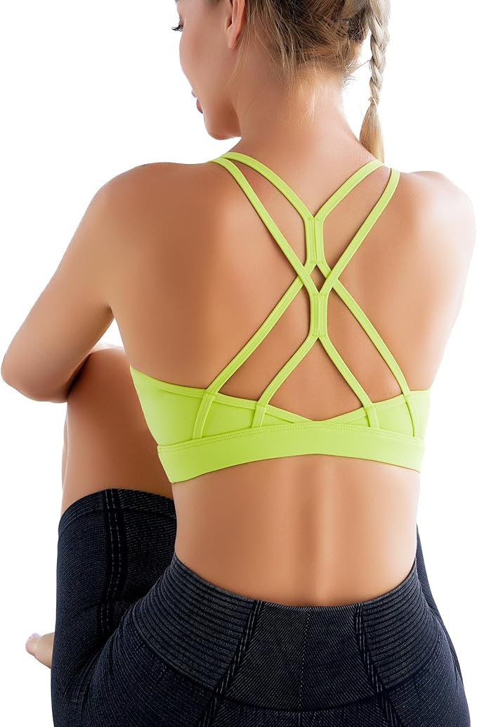 RUNNING GIRL Sports Bras for Women,Strappy Crisscross Back Padded Low Impact Running Sports Bra with Removable Cups