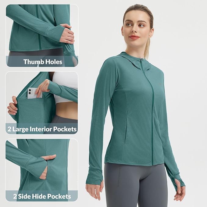 baleaf Women's Sun Protection Jacket Hoodie Clothing Lightweight Long Sleeve Sun Cover Up Shirt