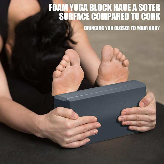 2 Pcs Yoga Blocks, 9"x6"x3" Foam Blocks Yoga Props for Pilates Stretching and Meditation Exercise Blocks Lightweight Yoga Essentials