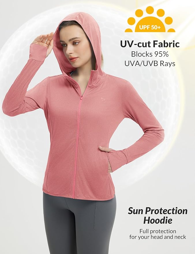 baleaf Women's Sun Protection Jacket Hoodie Clothing Lightweight Long Sleeve Sun Cover Up Shirt