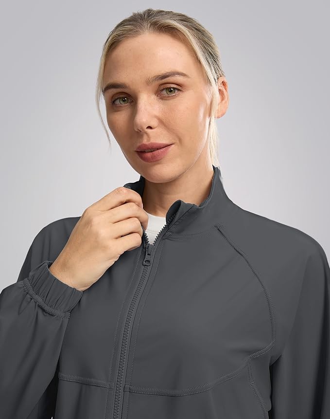 Soothfeel Women's Athletic workout Jacket Lightweight UPF 50+ Long Sleeve Sun Protection Shirts Zip Up Cropped Hiking Tops