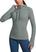CRZ YOGA Butterluxe Hooded Athletic Jackets for Women - Full Zip Track Casual Tops with Thumb Holes Pockets