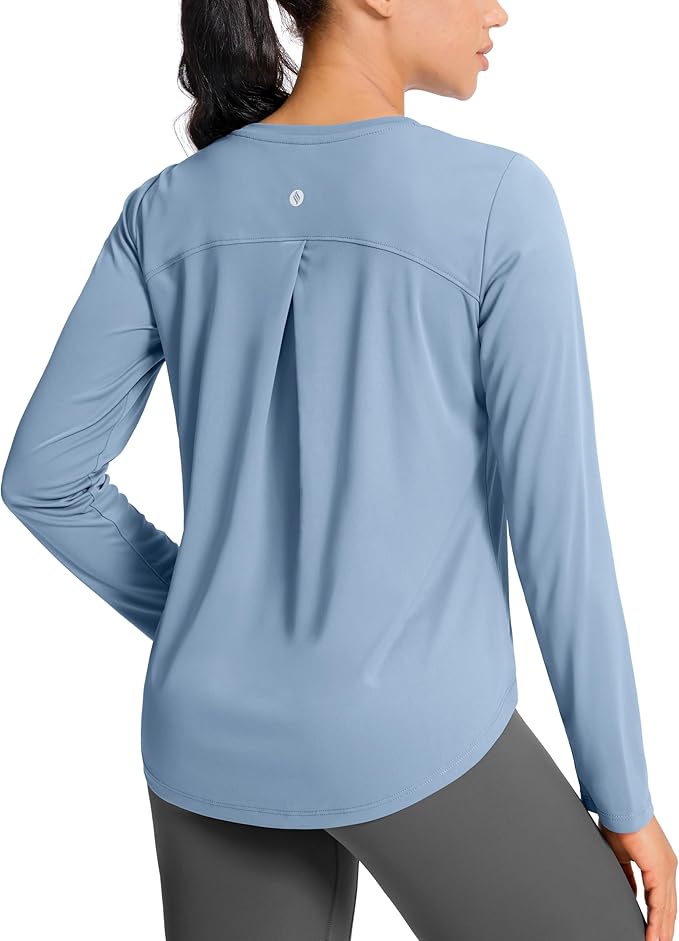 SANTINY Lightweight Long Sleeve Workout Tops for Women Breathable Gym Yoga Athletic Running Hiking Top UPF 50+ Sun Shirts