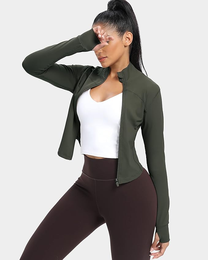 GYM RAINBOW Womens Zip Up Workout Jakcets Lightweight Slim Fit Running Athletic Jackets with Thumb Holes