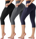 3 Pack Leggings with Pockets for Women,Butt Lift High Waisted Tummy Control Workout Yoga Pants Reg & Plus Size
