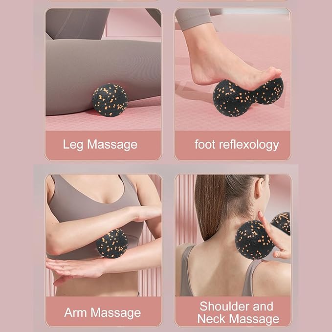 yueton 1Pack Peanut Massage Ball Myofascial Release Acupoint Massage Deep Tissue Muscle Massage Back Leg Massage Roller Mobility Ball for Daily Physical Therapy Yoga Therapy