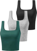 Porvike Sports Crop Tank Tops for Women Cropped Workout Tops Racerback Running Yoga Tanks Cotton Sleeveless Gym Shirts 3 Pack