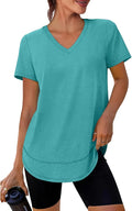 XIEERDUO Womens Workout Tops Short Sleeve Shirts Quick Dry Outfits for Hiking Running V Neck S-3XL