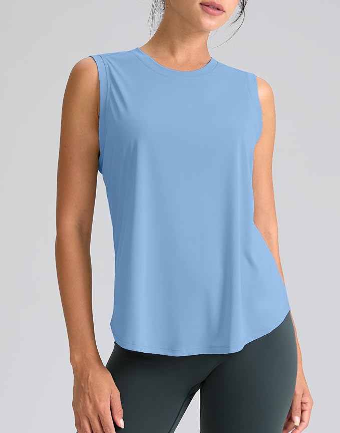 SANTINY Women's Sleeveless Workout Tops Breathable Lightweight Active Tennis Yoga Shirts Athletic Running Tank Tops for Women