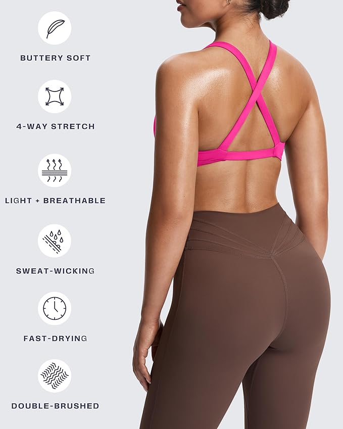 Aoxjox Women's Workout Sports Bras Fitness Satara Low Impact Bra Yoga Crop Tank