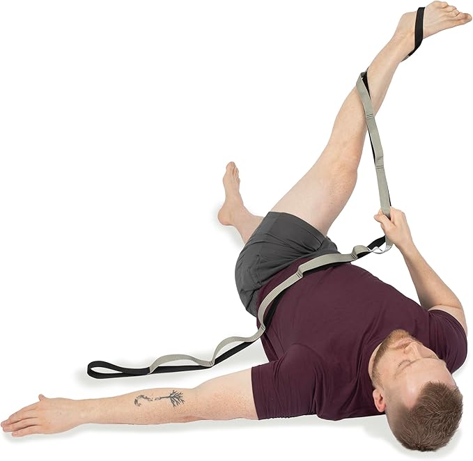 OPTP Stretch Out Strap Pro with Stretching Exercise Book, 11 Loop Stretching Strap for Yoga and Pilates, Physical Therapy Strap for Leg and Knee Recovery. Made in the USA