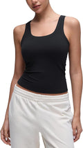 CRZ YOGA Softembrace Scoop Neck Tank Tops for Women - Casual Going Out Soft Double Lined Crop Basic Sleeveless Shirts