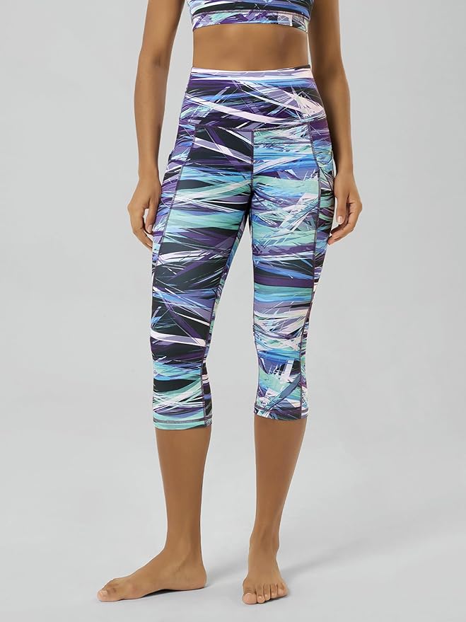 ODODOS Women's High Waisted Yoga Capris with Pockets, Tummy Control Non See Through Workout Athletic Running Capri Leggings