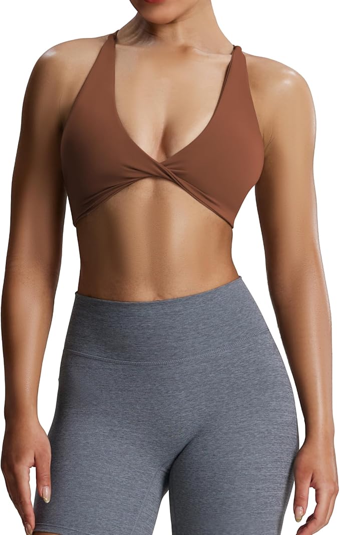 Aoxjox Women's Workout Sports Bras Fitness Metamorph Sienna Twist Bra Yoga Crop Tank