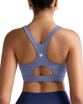 RUNNING GIRL Sports Bras for Women High Support,Racerback High Impact Grey Sports Bra Moulded Cup Workout Bra Push up