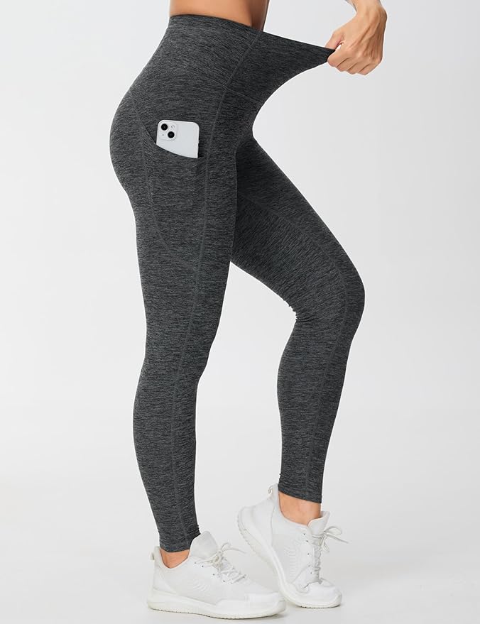 THE GYM PEOPLE Thick High Waist Yoga Pants with Pockets, Tummy Control Workout Running Yoga Leggings for Women