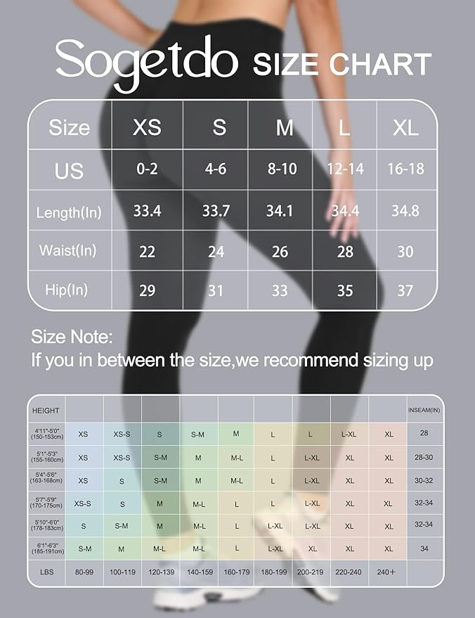 Sogetdo Yoga Leggings for Women Hidden Scrunch Butt Non See Through High Waisted No Front Seam Athletic Gym Workout Pants
