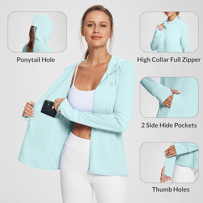 baleaf Women's Sun Protection Jacket Hoodie Clothing Lightweight Long Sleeve Sun Cover Up Shirt