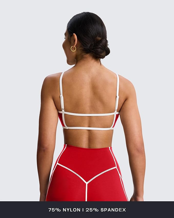 Aoxjox Women's Color Block Workout Sports Bras Fitness Lexi Lined Strappy Bra Athletic Yoga Crop Tank