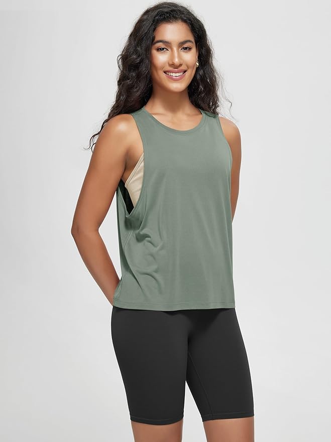 ODODOS 3-Pack Loose Tank Tops for Women Sleeveless Gym Athletic Workout Tops Yoga Shirts