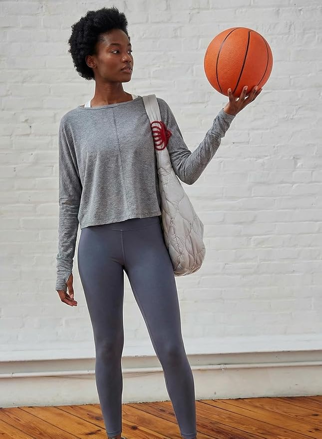 Sanutch Women’s Split Back Long Sleeve Crop Yoga Top – Soft Breathable Boat Neck Athleisure Tee for Everyday Wear