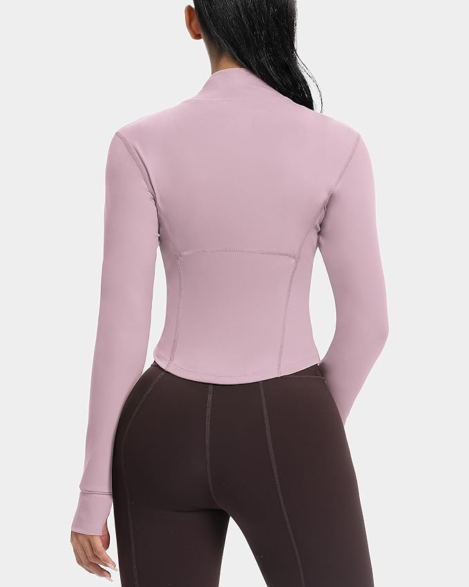 GYM RAINBOW Womens Zip Up Workout Jakcets Lightweight Slim Fit Running Athletic Jackets with Thumb Holes