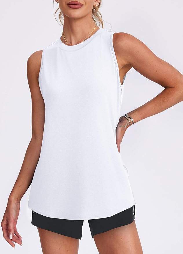 Womens Workout Tank Tops Lightweight Sleeveless Shirts for Women Loose Fit Tops for Athletic Running Tennis Yoga