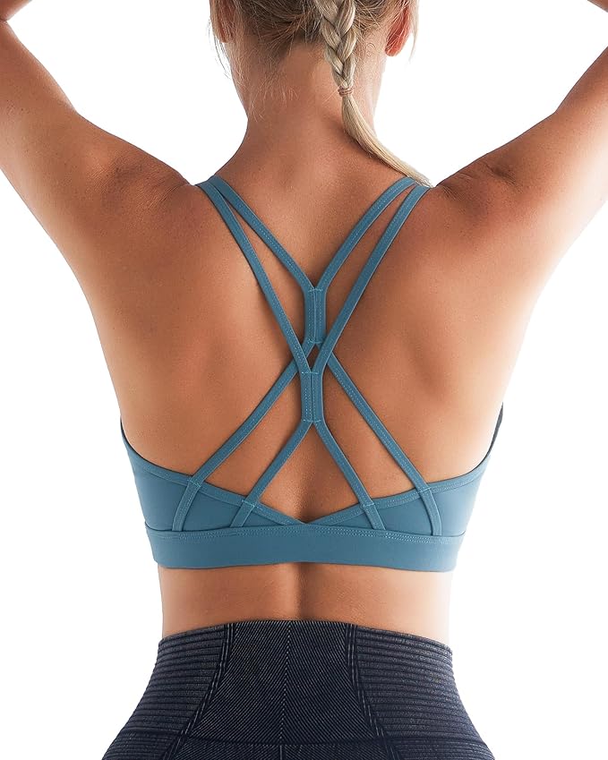 RUNNING GIRL Sports Bras for Women,Strappy Crisscross Back Padded Low Impact Running Sports Bra with Removable Cups