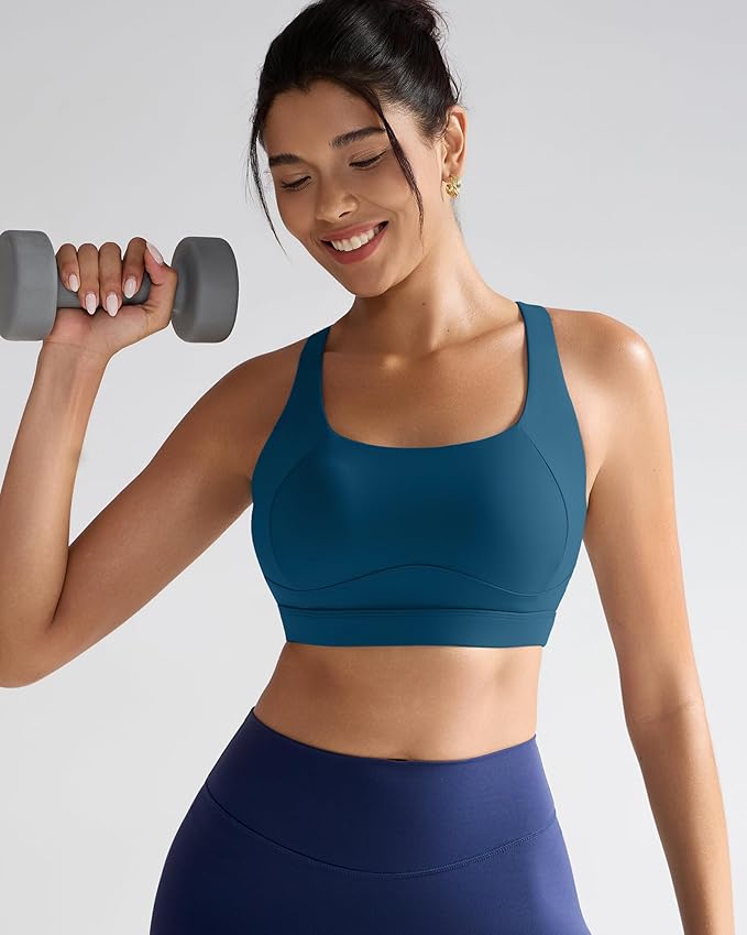 RUNNING GIRL Sports Bras for Women High Support,Racerback High Impact Grey Sports Bra Moulded Cup Workout Bra Push up