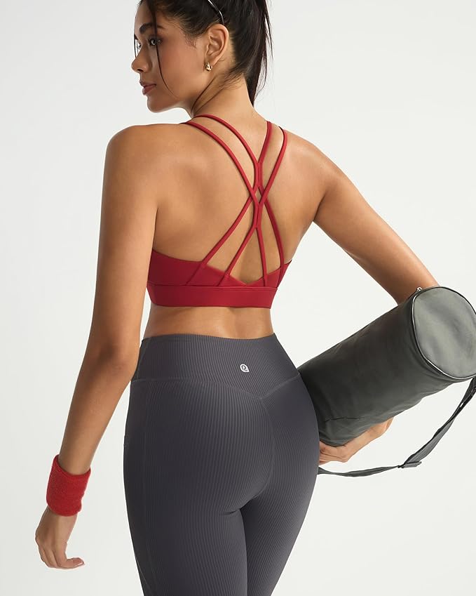 RUNNING GIRL Sports Bras for Women,Strappy Crisscross Back Padded Low Impact Running Sports Bra with Removable Cups