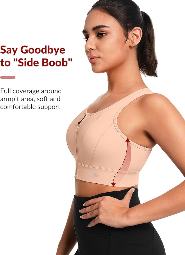 Yvette Front Closure Sports Bras for Women High Support Large Bust Supportive Sports Bra High Impact for Running