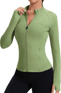 Rapbin Women's Full Zip Workout jackets Runing Slim Fit Athletic Tops With Thumb Holes