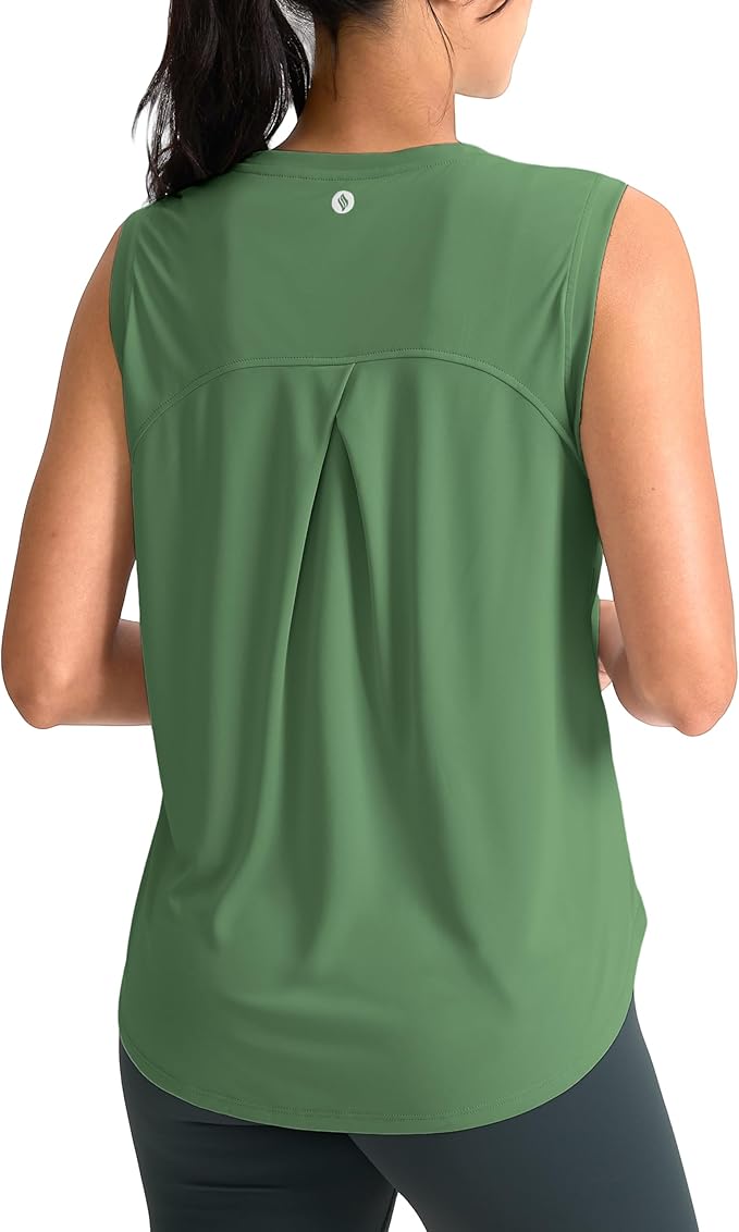 SANTINY Women's Sleeveless Workout Tops Breathable Lightweight Active Tennis Yoga Shirts Athletic Running Tank Tops for Women