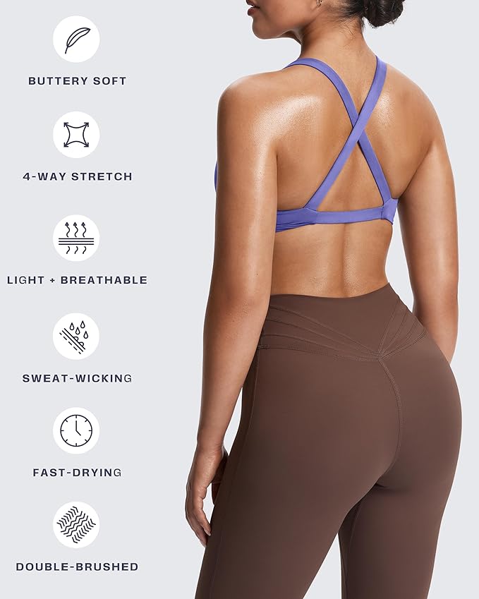 Aoxjox Women's Workout Sports Bras Fitness Satara Low Impact Bra Yoga Crop Tank