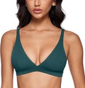 INGIA Womens Deep V-Neck Sports Bra Padded Low Impact Fitness Yoga Bra U Back Wireless Workout Bra Contour Crop Top