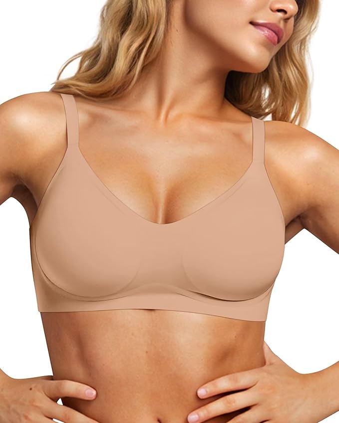 Vertvie Womens Seamless Jelly Bras No Underwire Comfort Push Up Bras Buttery Soft Wireless Bralette Full Coverage Sports Bra
