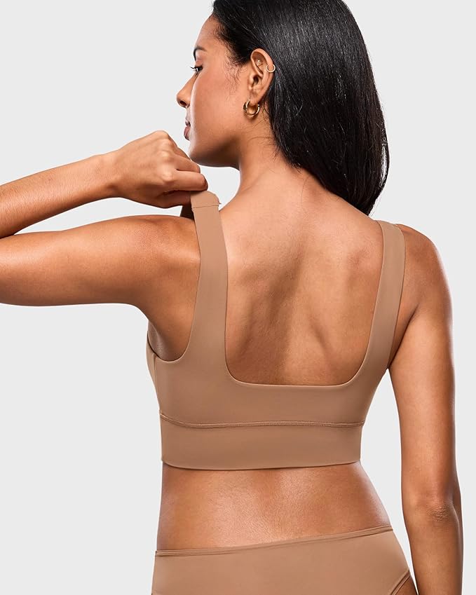 INLYRIC Women's Inbarely Outwear Longline Square Neck Bralette Supportive Unlined No Underwire Yoga Sports Bra