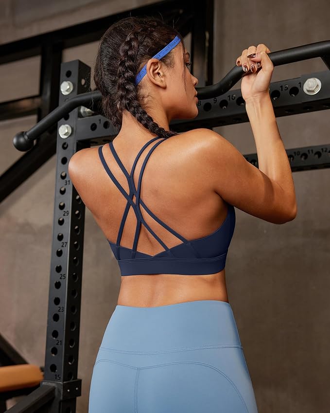 RUNNING GIRL Sports Bras for Women,Strappy Crisscross Back Padded Low Impact Running Sports Bra with Removable Cups