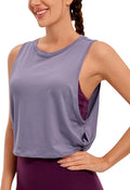 CRZ YOGA Pima Cotton Large Armhole Tank Tops for Women - Workout Sport Athletic Yoga Running Gym Loose Crop Sleeveless Shirts