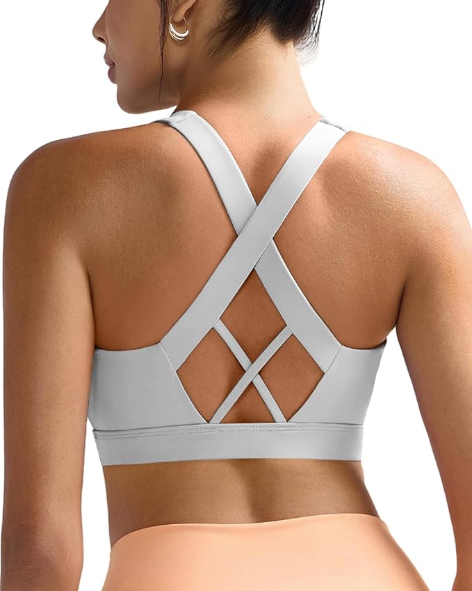 RUNNING GIRL Sports Bra for Women, Molded Cup High Impact Sports Bras for Women with Sewn in Pads