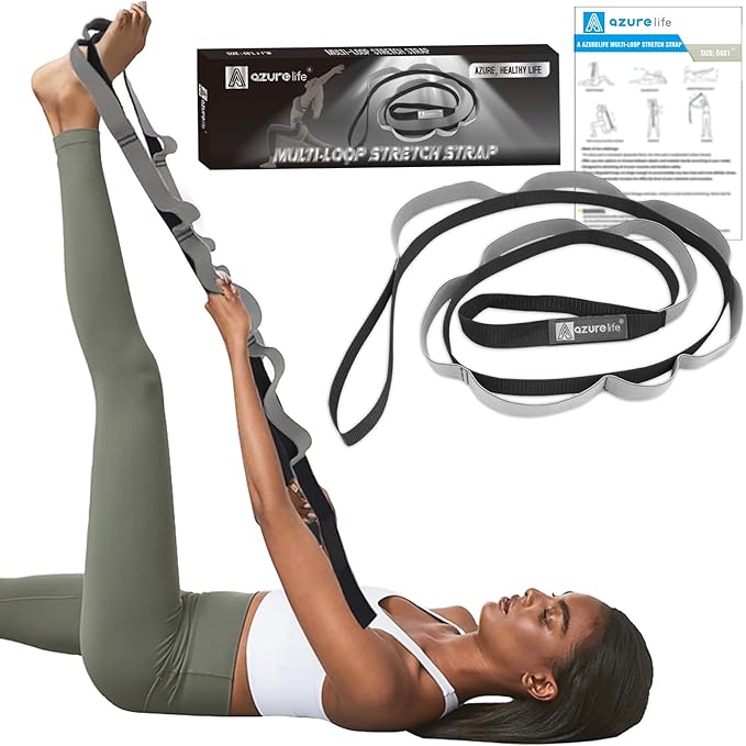 Premium Durable Stretch Straps with Loops, Stretching Strap for Physical Therapy, Multi-Loop Yoga Strap Fitness Exercise Strap for Yoga, Pilates, Dance, Flexibility&Exercise
