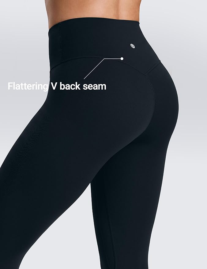 CRZ YOGA SculptAir No Front Seam Yoga Leggings 25" - High Waisted Womens Pants Workout Pilates Athletic V Back Buttery Soft