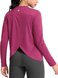 SANTINY Women's Lightweight Long Sleeve Workout Tops Split Back Gym Running Hiking Athletic Shirt Quick Dry UPF 50+ Sun Shirt